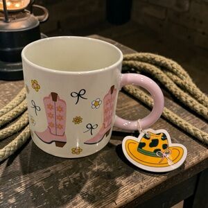 Pink Cowboy Boot coffeee  Mug - Cute Floral Western Design